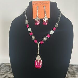 Betsey Johnson Skelton hands necklace and earrings